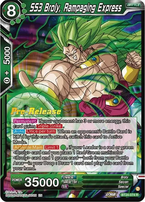 SS3 Broly, Rampaging Express card art