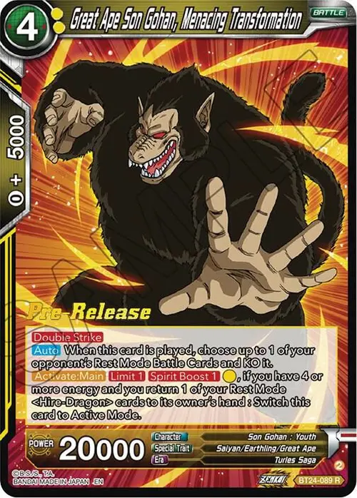 Great Ape Son Gohan, Menacing Transformation card art