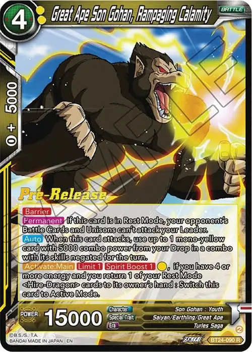 Great Ape Son Gohan, Rampaging Calamity card art