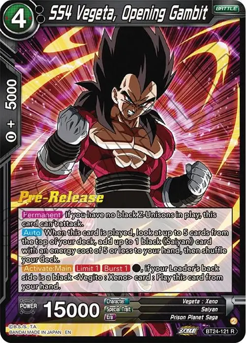 SS4 Vegeta, Opening Gambit card art