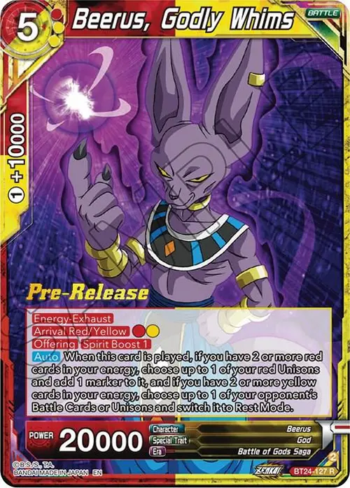 Beerus, Godly Whims card art