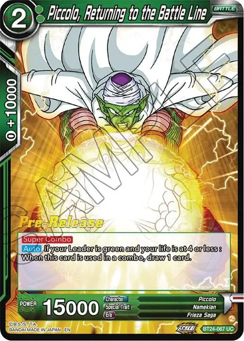 Piccolo, Returning to the Battle Line card art