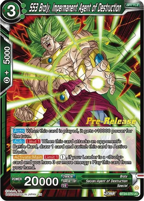 SS3 Broly, Impermanent Agent of Destruction card art