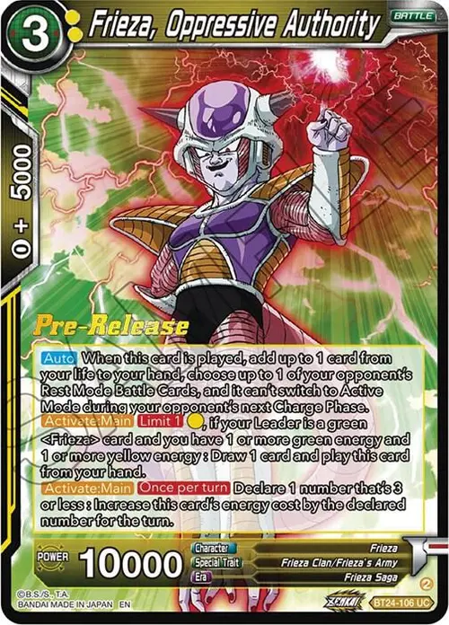 Frieza, Oppressive Authority card art