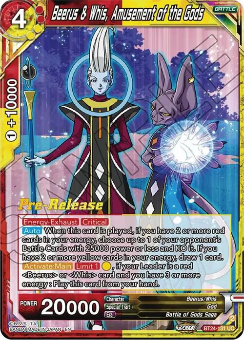 Beerus & Whis, Amusement of the Gods card art