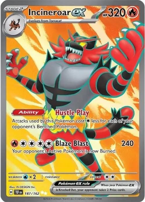 Incineroar ex - 187/162 card art