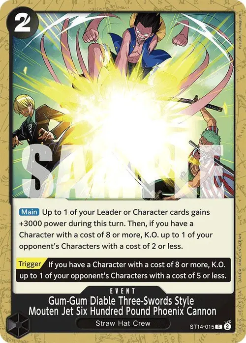 Gum-Gum Diable Three-Swords Style Mouten Jet Six Hundred Pound Phoenix Cannon card art