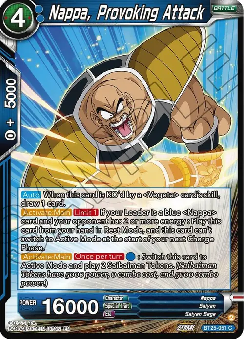 Nappa, Provoking Attack card art