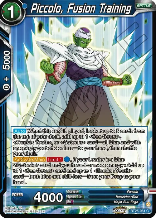 Piccolo, Fusion Training card art