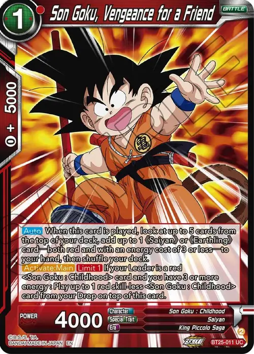 Son Goku, Vengeance for a Friend card art