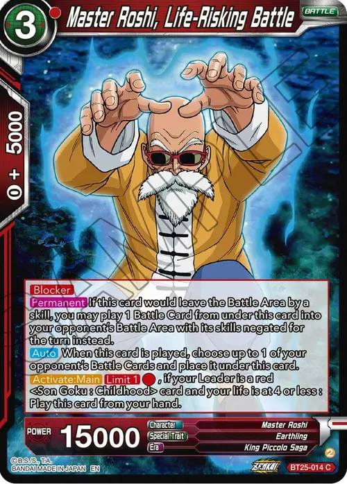 Master Roshi, Life-Risking Battle card art