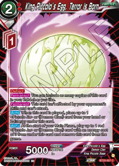 King Piccolo's Egg, Terror is Born card art