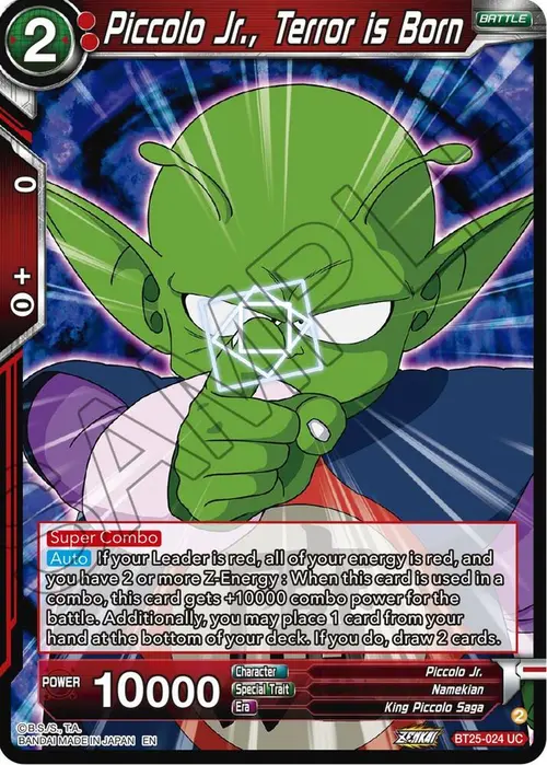Piccolo Jr., Terror is Born card art