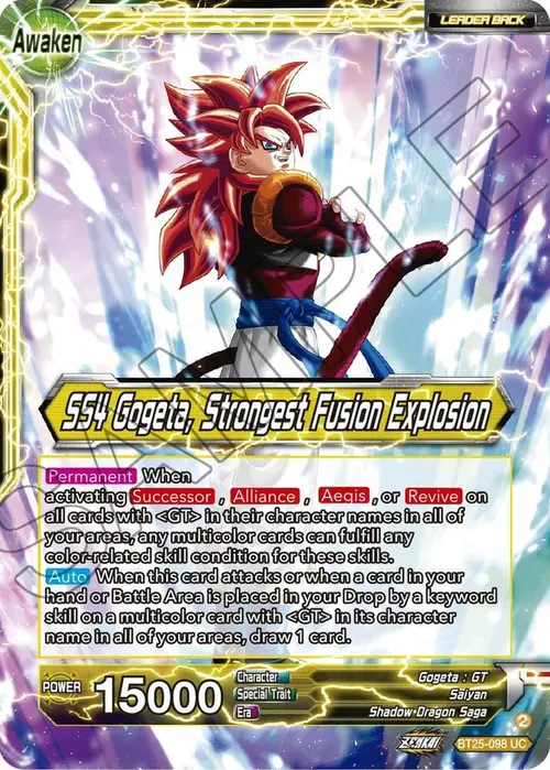 SS4 Son Goku & SS4 Vegeta // SS4 Gogeta, Strongest Fusion Explosion card art