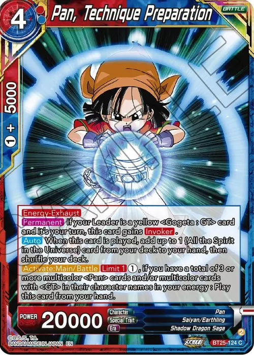 Pan, Technique Preparation card art
