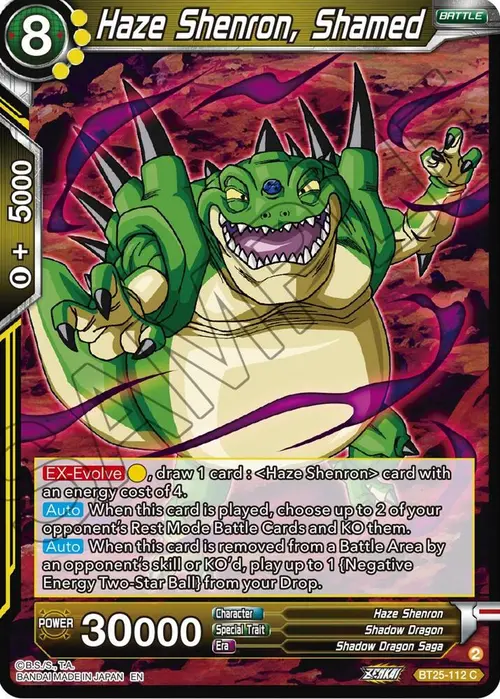 Haze Shenron, Shamed card art