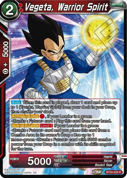 Vegeta, Warrior Spirit card art