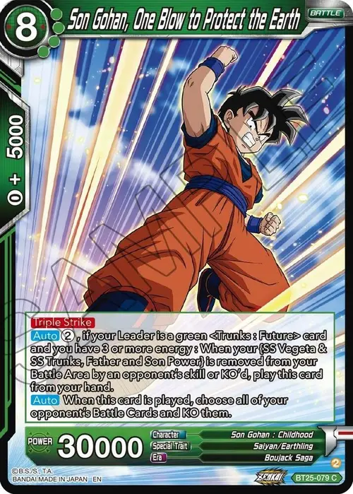 Son Gohan, One Blow to Protect the Earth card art