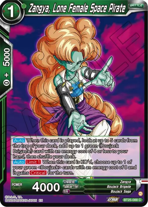 Zangya, Lone Female Space Pirate card art