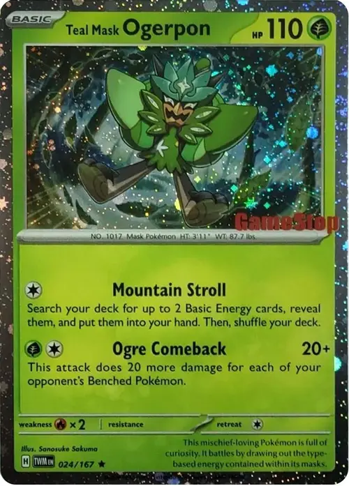 Teal Mask Ogerpon (Cosmos Holo) (Gamestop Exclusive) card art