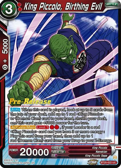 King Piccolo, Birthing Evil card art