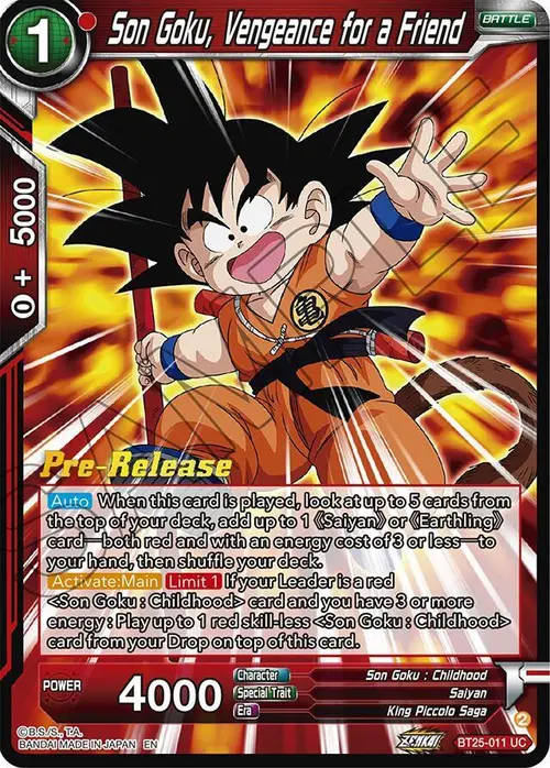 Son Goku, Vengeance for a Friend card art