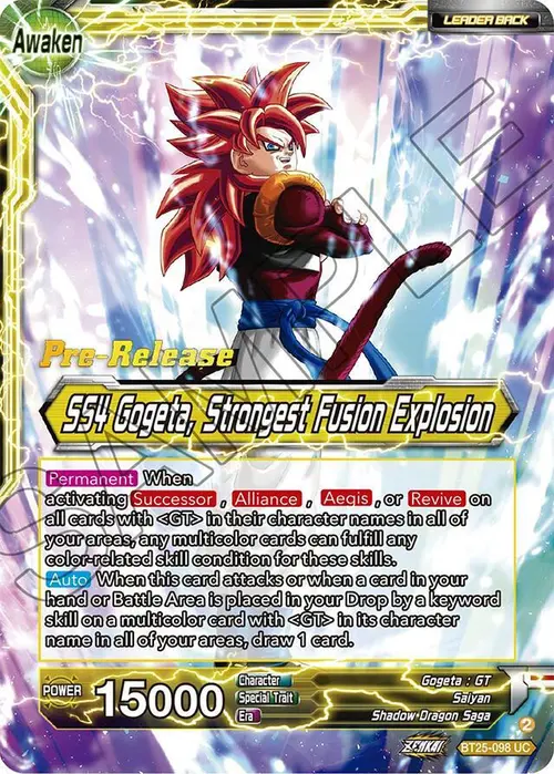 SS4 Son Goku & SS4 Vegeta // SS4 Gogeta, Strongest Fusion Explosion card art