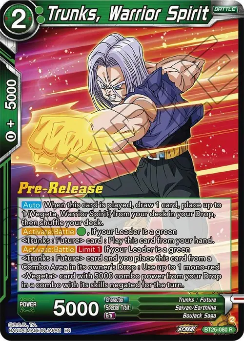Trunks, Warrior Spirit card art