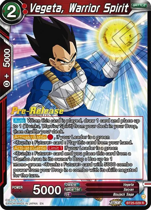 Vegeta, Warrior Spirit card art