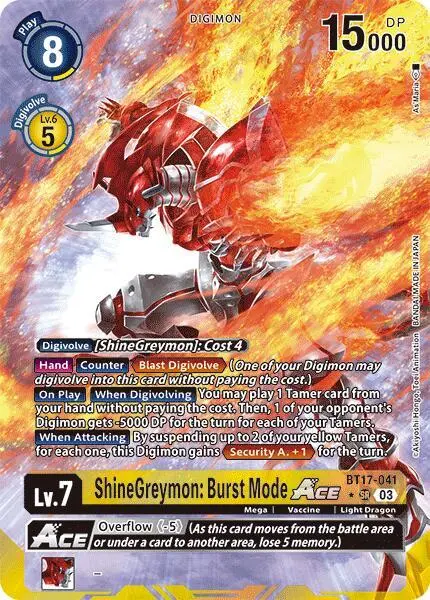 ShineGreymon: Burst Mode ACE (Alternate Art) card art