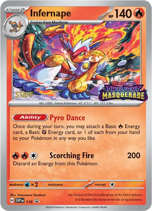 Infernape - 116 (Prerelease) [Staff] card art
