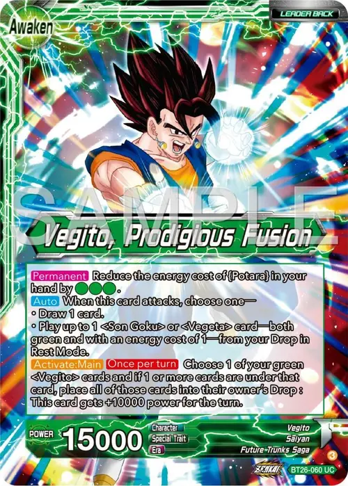Son Goku & Vegeta // Vegito, Prodigious Fusion card art