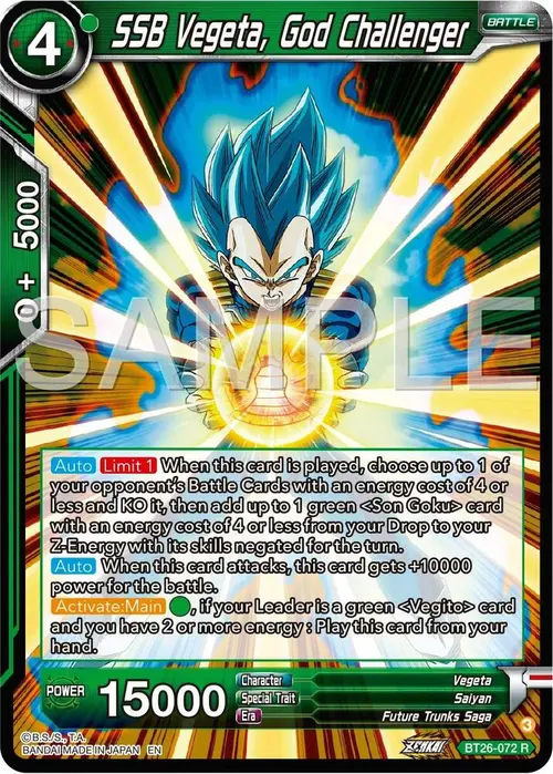SSB Vegeta, God Challenger card art