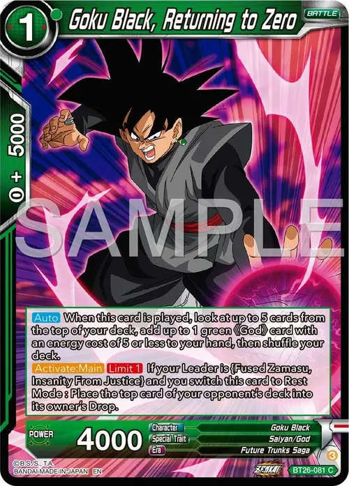 Goku Black, Returning to Zero card art
