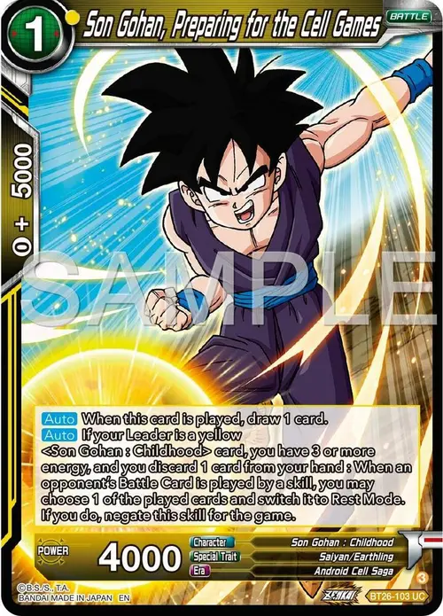 Son Gohan, Preparing for the Cell Games card art