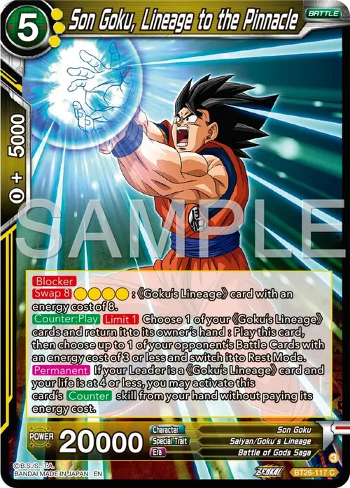 Son Goku, Lineage to the Pinnacle card art