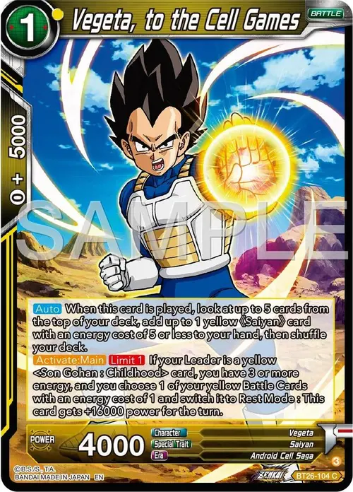 Vegeta, to the Cell Games card art