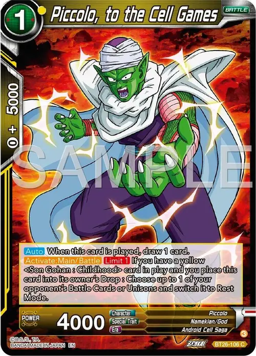 Piccolo, to the Cell Games card art