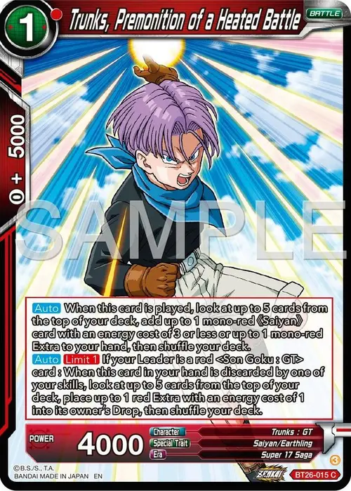 Trunks, Premonition of a Heated Battle card art