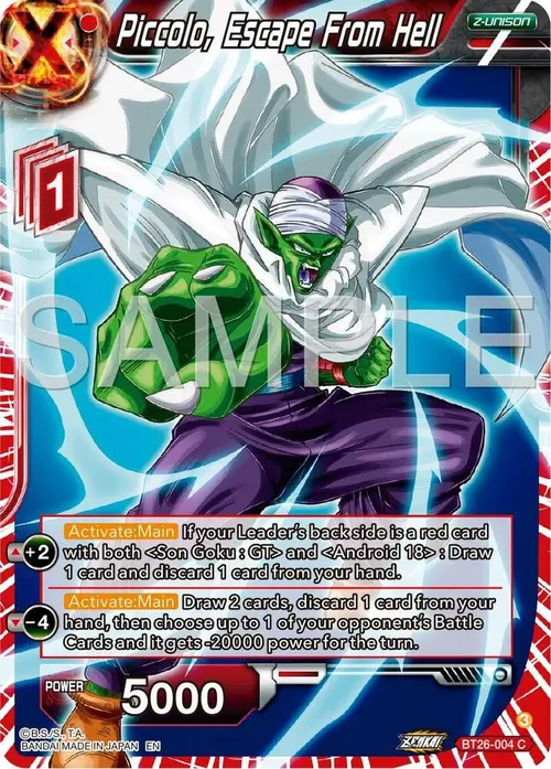 Piccolo, Escape From Hell card art