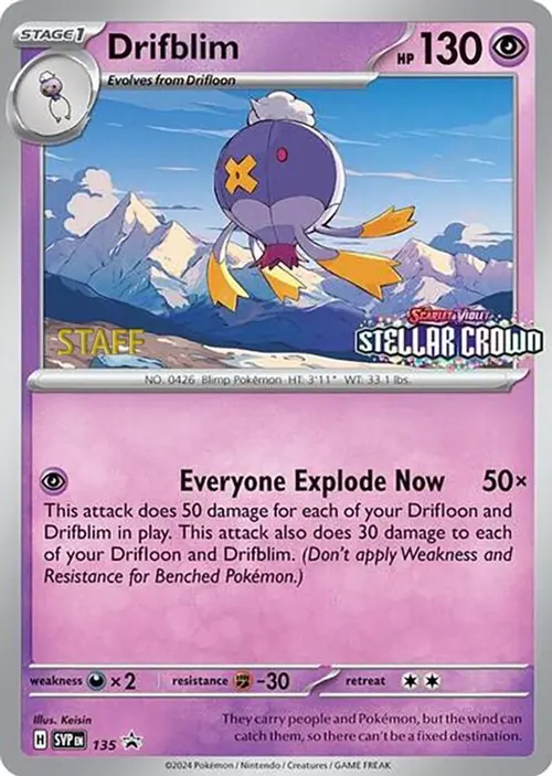 Drifblim - 135 (Prerelease) [Staff] card art