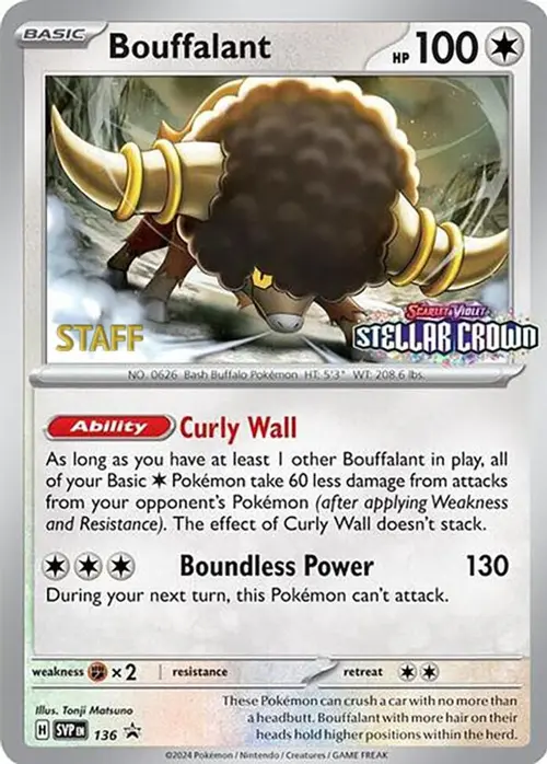 Bouffalant - 136 (Prerelease) [Staff] card art