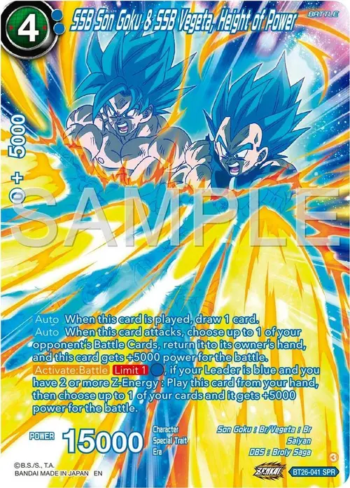SSB Son Goku & SSB Vegeta, Height of Power (SPR) card art