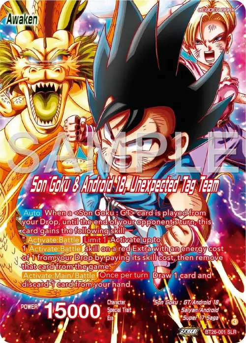 Son Goku // Son Goku & Android 18, Unexpected Tag Team (Alternate Art) card art