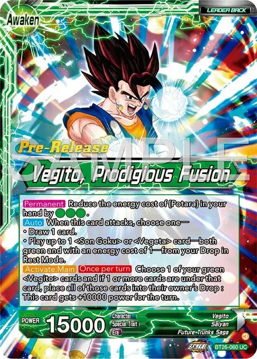 Son Goku & Vegeta // Vegito, Prodigious Fusion card art