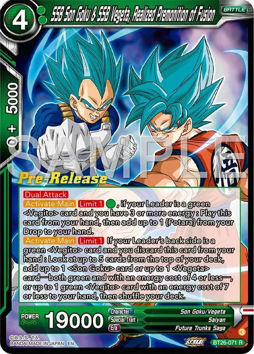 SSB Son Goku & SSB Vegeta, Realized Premonition of Fusion card art