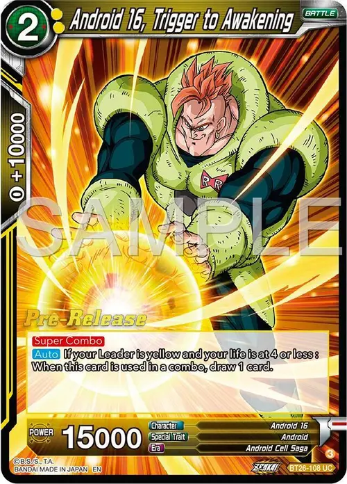 Android 16, Trigger to Awakening card art