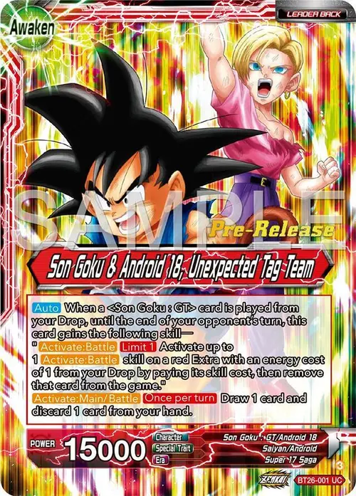 Son Goku // Son Goku & Android 18, Unexpected Tag Team card art