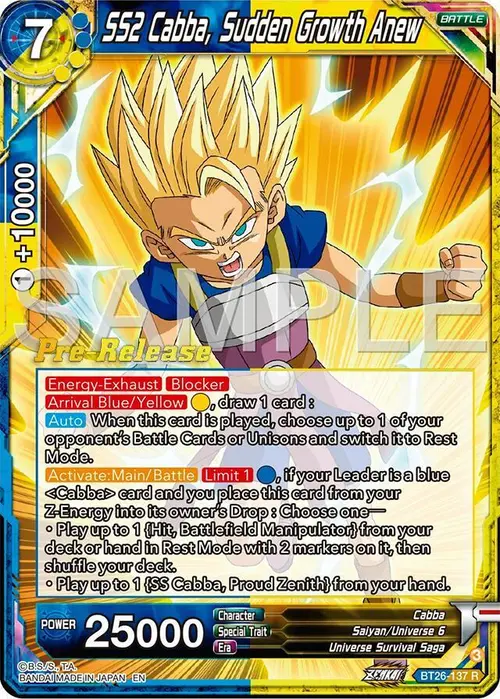SS2 Cabba, Sudden Growth Anew card art