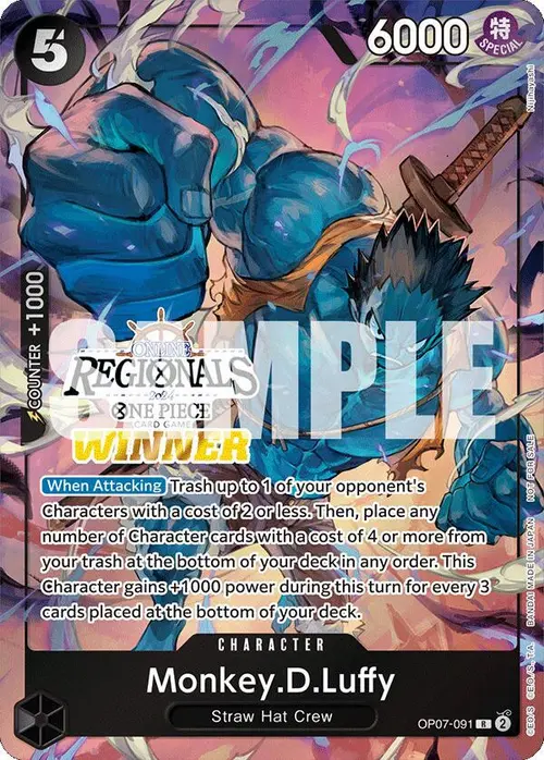 Monkey.D.Luffy (091) (Online Regional 2024 Vol. 3) [Winner] card art